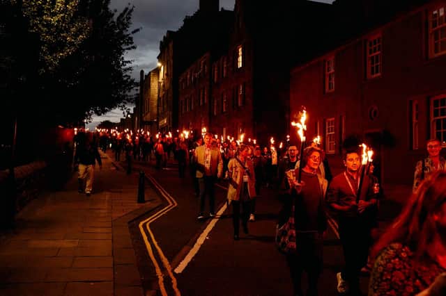 The torchlight procession kicks off Bloody Scotland each year. Picture: Paul Reich.
