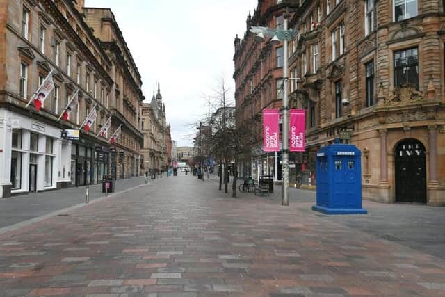 Deserted streets in Glasgow on March 24 after Scotland went into the first Covid lockdown (Picture: John Devlin)