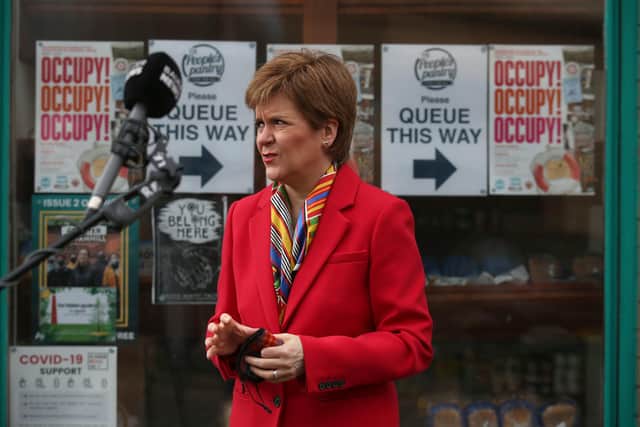 First Minister Nicola Sturgeon campaigning for the Scottish Parliamentary election, April 8, in Glasgow. Picture: Andrew Milligan/Getty Images
