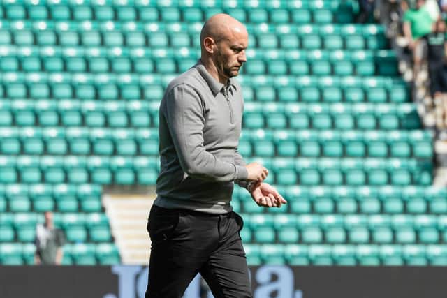 Dejected Hibs manager David Gray after the 2-0 defeat to Celtic (Photo by Craig Foy / SNS Group)
