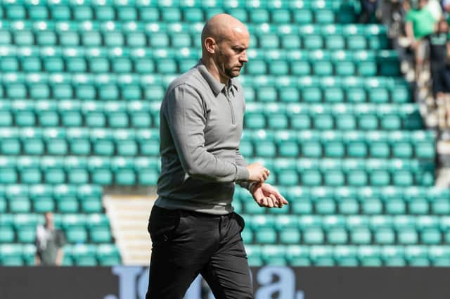 Dejected Hibs manager David Gray after the 2-0 defeat to Celtic (Photo by Craig Foy / SNS Group)