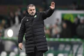 Celtic manager Ange Postecoglou waves to the fans after the 5-1 win over St Mirren.