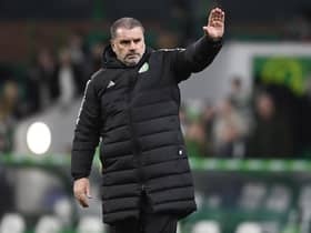 Celtic manager Ange Postecoglou waves to the fans after the 5-1 win over St Mirren.