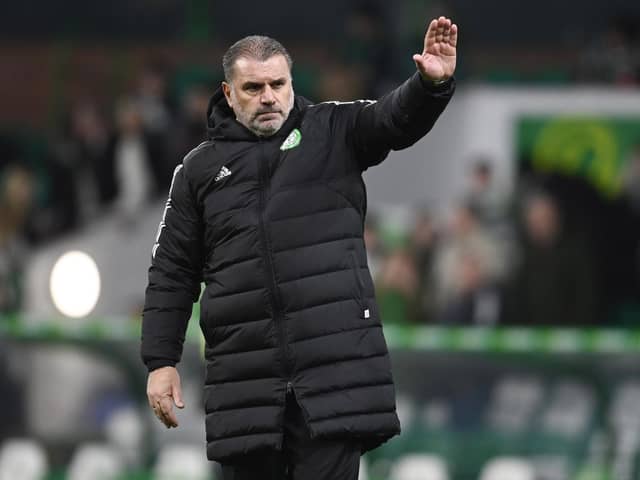 Celtic manager Ange Postecoglou waves to the fans after the 5-1 win over St Mirren.