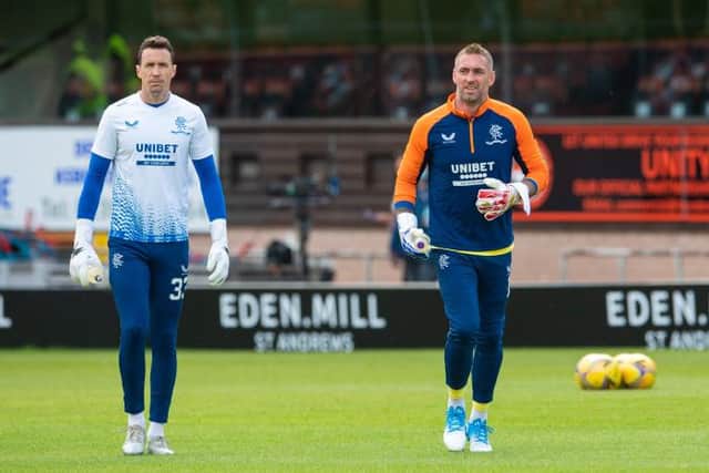 Jon McLaughlin (left) believes Allan McGregor (right) could continue playing for Rangers beyond the end of this season. (Photo by Ross Parker / SNS Group)