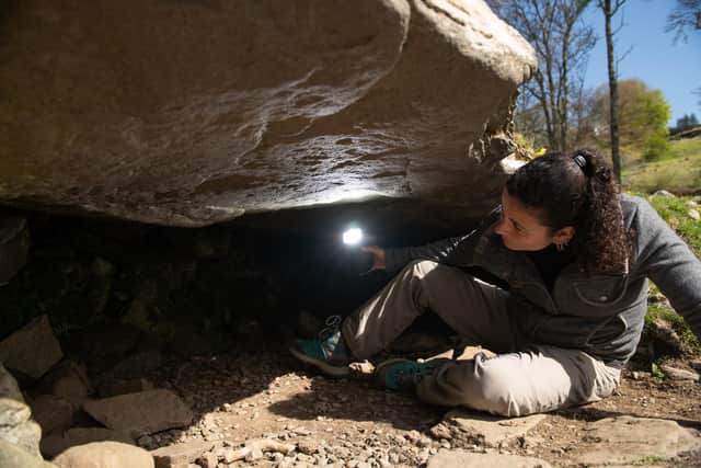 Joana Valdez-Tullett, research assistant at Scotland's Rock Art Project, working with Historic Environment Scotland (HES). Picture HES