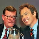 British Prime Minister Tony Blair (right), and Northern Ireland First Minister David Trimble on the platform during the Labour Party Conference at Blackpool in 1998. Picture: Press Association
