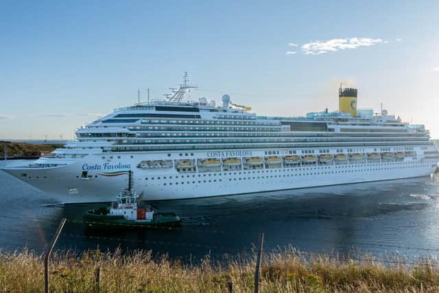 Costa Favolosa berthing at Aberdeen's South Harbour. Picture: Michal Wachucik/Abermedia