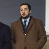 Hibs owner Ron Gordon with his son, and the club's head of recruitment, Ian. (Photo by Ross MacDonald / SNS Group)