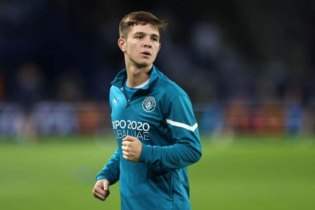 Manchester City's James McAtee has been linked with a move to Rangers. (Photo by Marc Atkins/Getty Images)