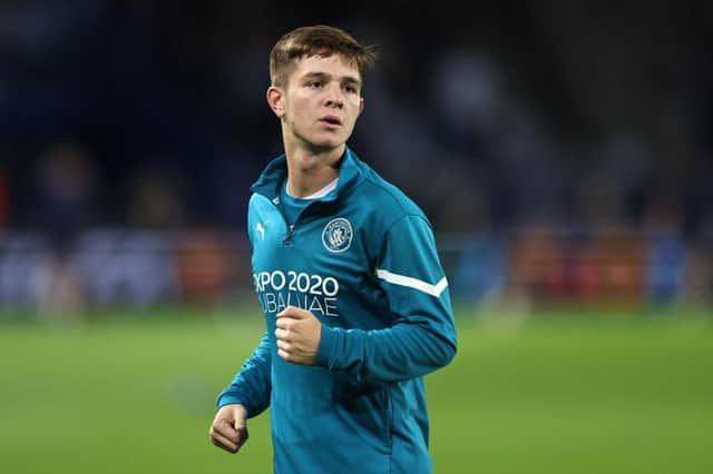 Manchester City's James McAtee has been linked with a move to Rangers. (Photo by Marc Atkins/Getty Images)