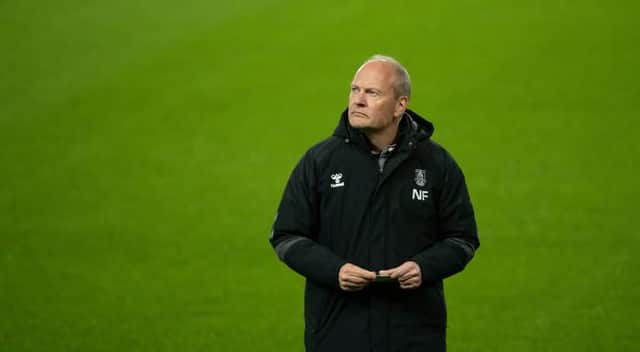 Manager Niels Frederiksen during Brondby training at Ibrox ahead of their Europa League match with Rangers. (Photo by Craig Foy / SNS Group)