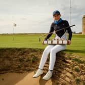 Grace Crawford shows off the Helen Holm Scottish Women's Open trophy following her win at Royal Troon. Picture: Scottish Golf