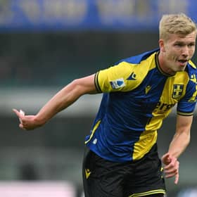 Former Hibs left-back Josh Doig, pictured in action for Hellas Verona last season, is set to complete a £5m move to Serie A rivals Torino. (Photo by Alessandro Sabattini/Getty Images)