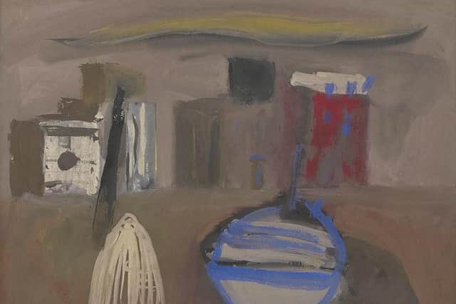 Boat and Buildings 1956 by David McClure at the Scottish Gallery