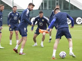 Scott McKenna during Scotland training ahead of Wednesday's clash with Armenia.