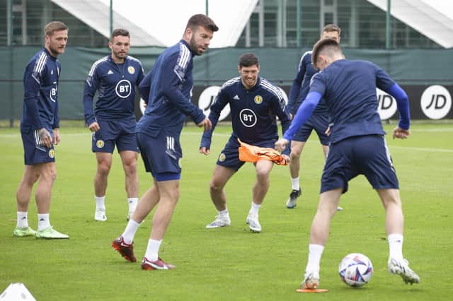 Scott McKenna during Scotland training ahead of Wednesday's clash with Armenia.