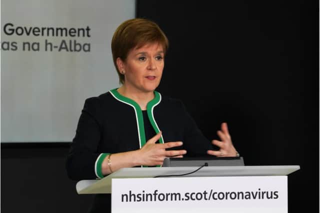 The First Minister gave her daily press conference from St Andrew's house this afternoon