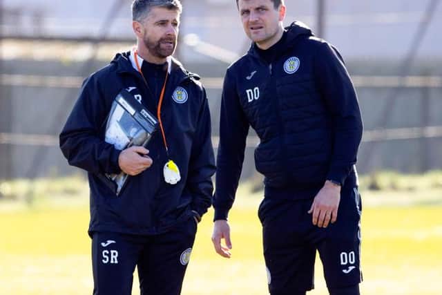 Stephen Robinson (L) and Diarmuid O'Carroll are making moves at St Mirren but the biggest changes will come pre-season, the Buddies assistant has suggested.  (Photo by Alan Harvey / SNS Group)