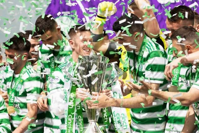 Celtic reclaimed the Premeirship trophy. (Photo by Craig Williamson / SNS Group)