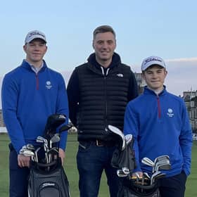 Gregor and Connor Graham, pictured with their sponsor Andrew Kennedy of Clayton Caravan Park at St Andrews, have been selected in the men's side to represent Scotland in next month's European Team Championship B Division in Slovakia.