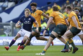 Scotland wing Duhan van der Merwe on the attack against Australia during last season's 15-13 win in the Autumn Nations Series. (Photo by Craig Williamson / SNS Group)