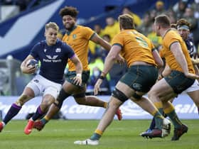 Scotland wing Duhan van der Merwe on the attack against Australia during last season's 15-13 win in the Autumn Nations Series. (Photo by Craig Williamson / SNS Group)