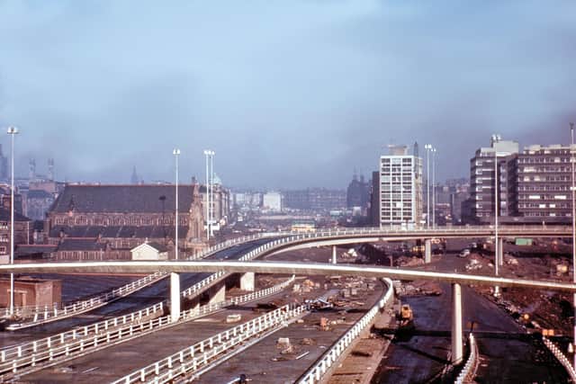The view from the north end of the bridge during construction in 1970. Picture: Glasgow Motorway Archive.