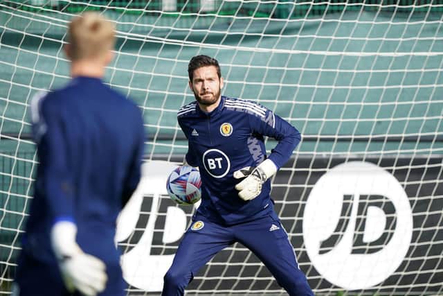 Craig Gordon was present at training as Scotland prepare to face Republic of Ireland.