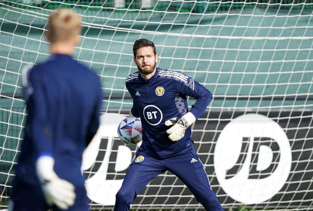 Craig Gordon was present at training as Scotland prepare to face Republic of Ireland.