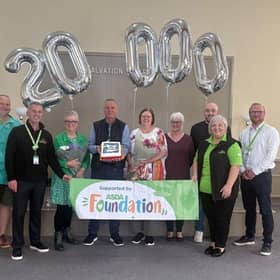 L-R: Craig Taylor, Children and Family Worker at Larkhall Baptist Church, Kevin McPhee, Lead Community GSM at Asda, Terry Paterson, Treasurer, The Church at the Cross, Danny McCabe, Senior Director, Asda West Scotland, Susan Taylor, Hareleeshill Community Hub Manager, Nancy Barr, Board Member, The Church at the Cross, Ali Scott, Pastor, Larkhall Baptist Church, Bernadette Hart, Asda Motherwell Community Champion and Chris Thomson, Asda Larkhall General Store Manager.