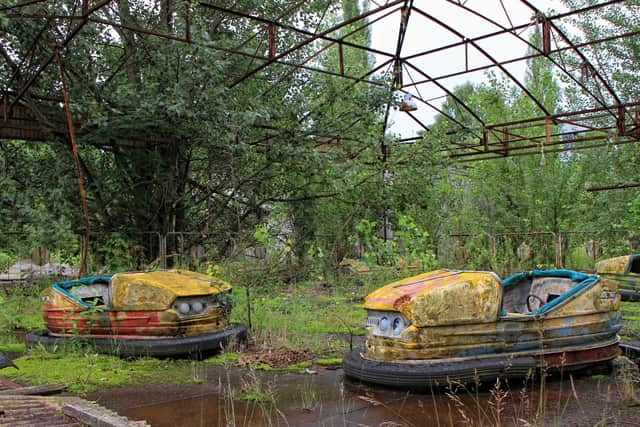 The abandoned fairground in the Ukrainian town of Pripyat - which was evacuated after the Chernobyl disaster.