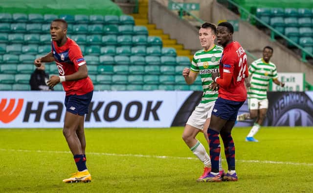Celtic's David Turnbull makes it 3-2 during the UEFA Europa League group stage match win over Lille at Celtic Park (Photo by Craig Williamson / SNS Group)
