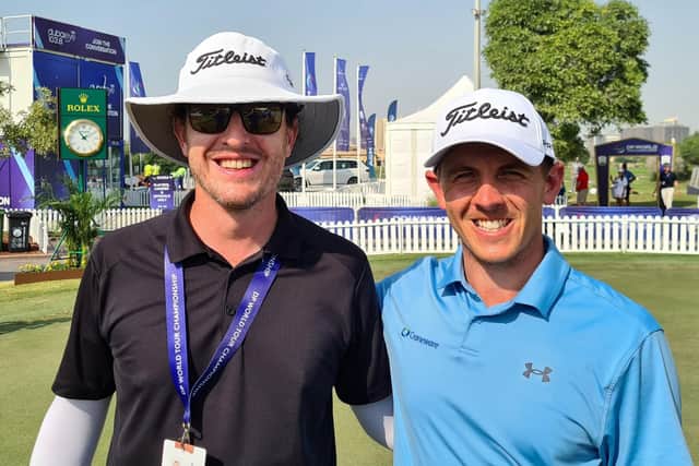 Grant Forrest, right, and caddie John McClure are hoping for a strong finish to the season in this week's DP World Tour Championship in Dubai. Picture: Bounce Sport