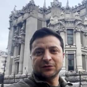 Ukrainian president Volodymyr Zelenskyy speaks to the nation via his phone in the centre of Kyiv. Picture: Ukrainian Presidential Press Office via AP, File