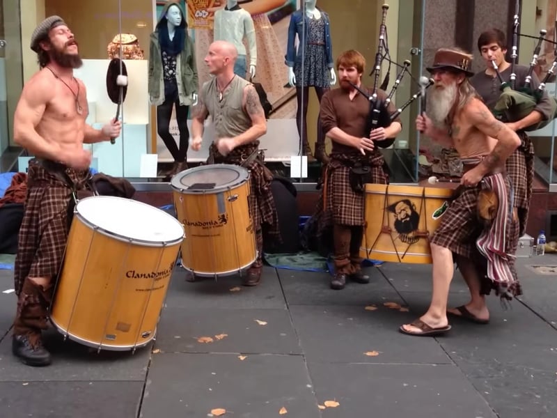 Clanadonia is a Scottish tribal pipes and drums group that originated in Glasgow. As written on their website: “Our music, our passion, our culture, our history, our people and our ancestral bloodlines are all bonded within our music…”