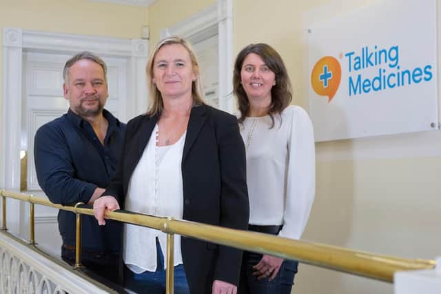 Dr Scott Crae, Jo Halliday and Dr Elizabeth Fairley of Glasgow-based healthtech business Talking Medicines. Picture: Marc Turner