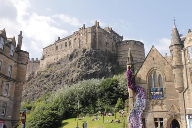 Edinburgh Castle from the Grassmarket, with the problem area of rockface to the west of this southerly view. PIC: CC/Stephencdickson