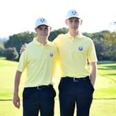 Connor Graham and Sean Keeling pose before the start of the foursomes on day one of the Junior Ryder Cup at Golf Nazionale in Rome. Picture: Valerio Pennicino/Getty Images.