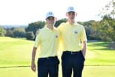 Connor Graham and Sean Keeling pose before the start of the foursomes on day one of the Junior Ryder Cup at Golf Nazionale in Rome. Picture: Valerio Pennicino/Getty Images.