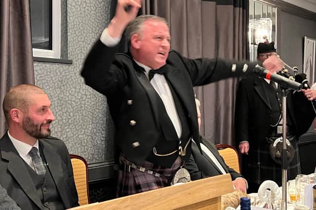 The Haggis was toasted by Malcolm Whyte of Mintlaw and the Piper was Sinclair Lamb.