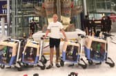 Mark and the four rescued pups about to embark on their adventure