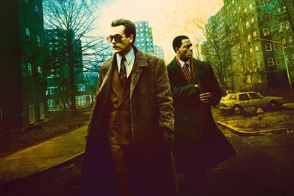 City On A Hill with Aldis Hodge as Decourcy Ward and Kevin Bacon as Jackie Rohr. Picture: PA Photo/© 2021 Showtime Networks Inc