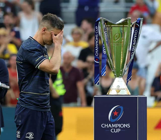 Agony for Johnny Sexton after Leinster's Heineken Champions Cup final defeat by La Rochelle in Marseille. (Photo by David Rogers/Getty Images)