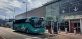 One of the Xplore Dundee coaches outside Edinburgh Airport.