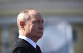 Russian President Vladimir Putin attending the Navy Day parade in Saint Petersburg at the weekend.