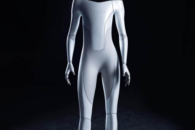 Tesla's 5'8 humanoid robot is designed to be "friendly" and "navigate through a world built by humans" (Image courtesy of Tesla)