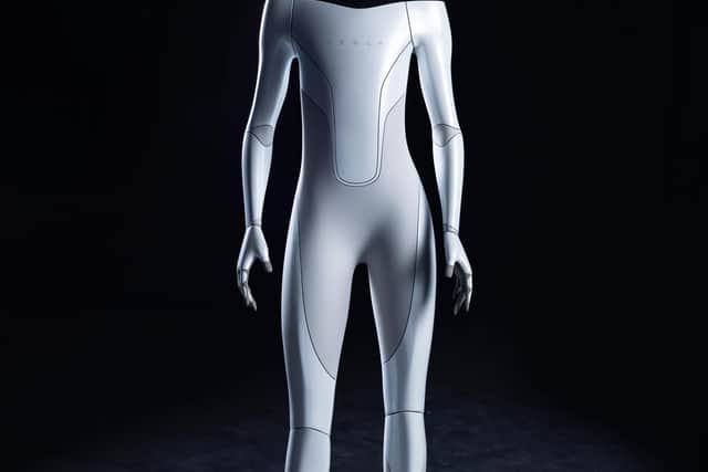 Tesla's 5'8 humanoid robot is designed to be "friendly" and "navigate through a world built by humans" (Image courtesy of Tesla)
