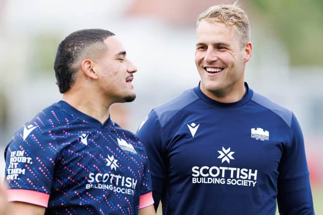 Mosese Tuipulotu, left, will make his competitive debut for Edinburgh against Leinster on Friday and will line up alongside winger Duhan van der Merwe. (Photo by Ross Parker / SNS Group)