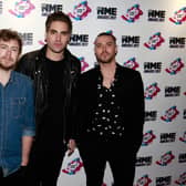 James Bourne, Charlie Simpson and Matt Willis of Busted attend the VO5 NME Awards 2017 at the O2 Academy (Photo by John Phillips/Getty Images).